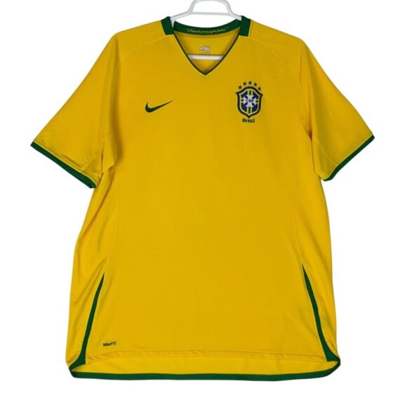 Nike FitDry Brazilian Football Confederation Soccer Jersey XXL Yellow & Green - Picture 1 of 9